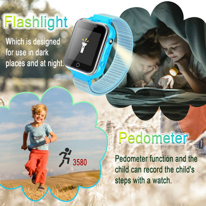 X32-Blue Kids Smartwatch with Dual Camera, 24 Games, MP3 & More, Blue with Nylon Band