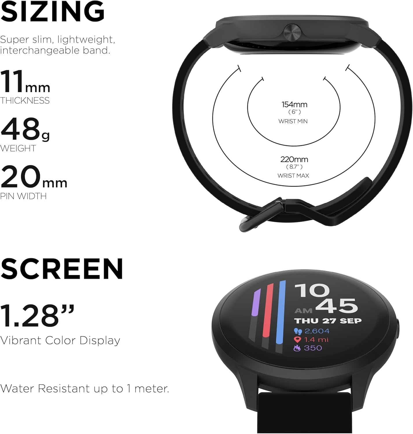 Sport 4 Smartwatch - Fitness Tracker, Heart Rate Monitor, Customizable Watch Face - Activity and Calorie Tracker - 100+ Sports Modes - Bluetooth Connectivity