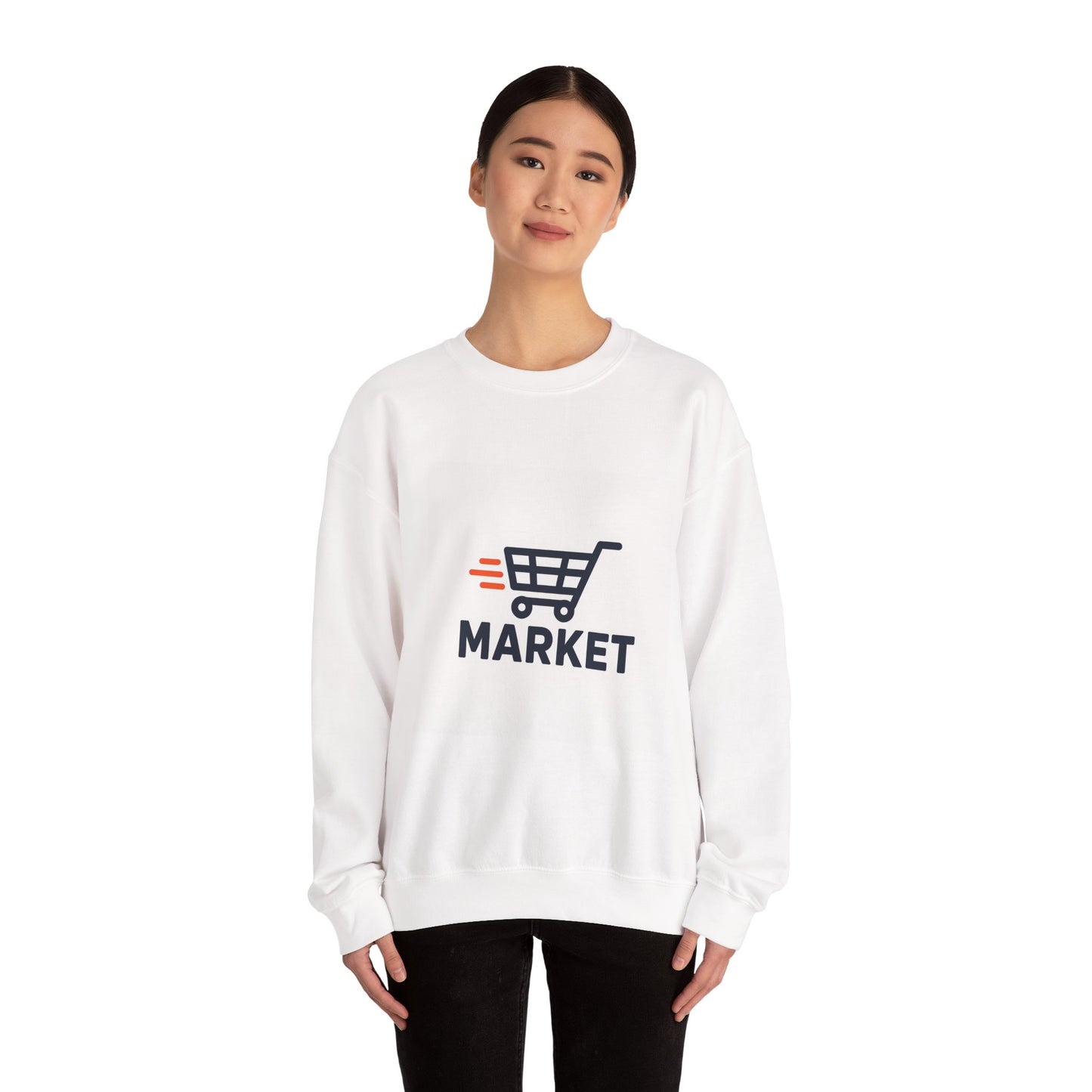 Crewneck Sweatshirt — Market Logo Front & 'Cedar Bird' Broken Heart Back