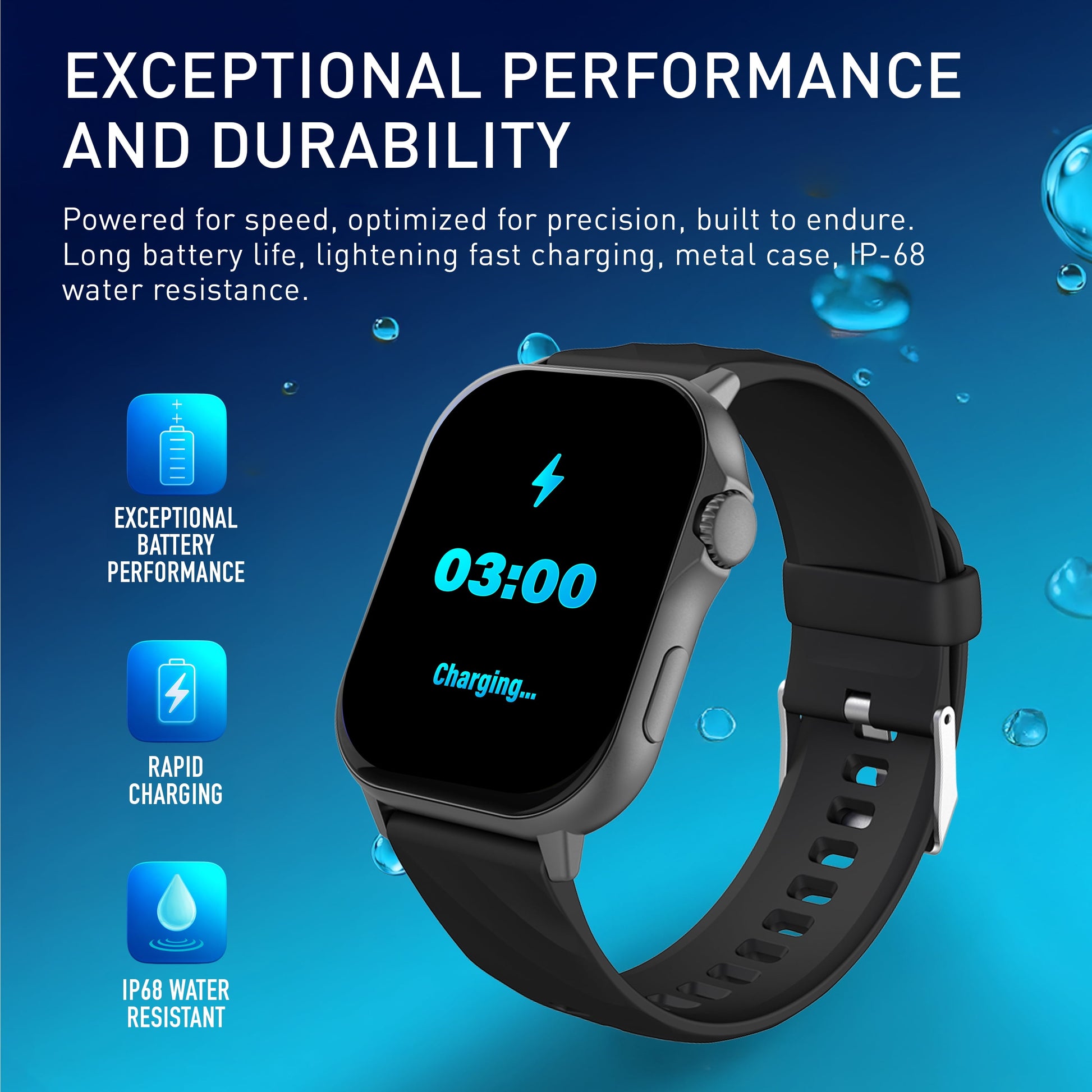 Giga Smartwatch with AMOLED 2.04" High-Definition Touchscreen Display, Black