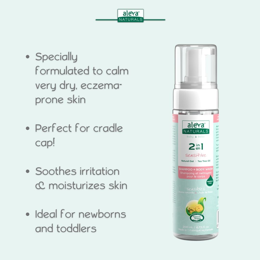 Sensitive Skin Baby Care Set for Babies with Dry Skin, 2 in 1 Hair & Body Wash, 200Ml & Daily Soothing Moisturizer, 240Ml, Clear