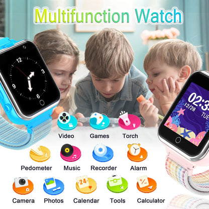 X32-Blue Kids Smartwatch with Dual Camera, 24 Games, MP3 & More, Blue with Nylon Band