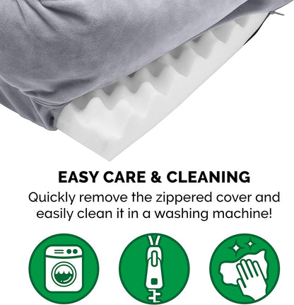 Orthopedic Dog Bed for Medium/Small Dogs W/ Removable Bolsters & Washable Cover, for Dogs up to 35 Lbs - Plush & Velvet Waves Perfect Comfort Sofa - Granite Gray, Medium