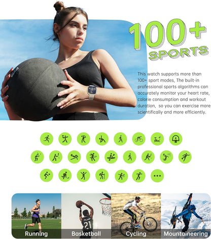 Smart Watch for Men, Women Fitness Tracker Answer/Make Calls, 1.83’ IP68 Waterproof/Heart Rate Sleep Monitor/Blood Oxygen Measurement/100+ Sports Modes Compatible with Android Ios 3 Straps(Black）