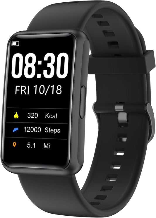 Fitness Tracker No Bluetooth No App/Phone Required, Fitness Watch for Men Women Parents Pedometer Watch with Sleep Tracker Steps Counter Alarm Clocks IP68 Waterproof (Black)