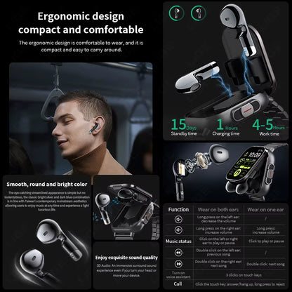 TWS 2 in 1 Smartwatch Earphones Sports Smart Watch Wireless Bluetooth Calling Health Monitor Fitness Record Watches with Headset