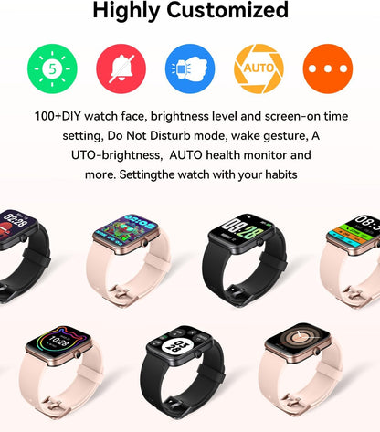 RERE ASW1 Smart Watch with Alexa Built-In,1.69 Inch Fitness Tracker with 20 Sport Modes, Heart Rate, Blood Oxygen, Sleep Monitor, 5ATM Waterproof, 10 Day Battery Life, Fit for Ios and Android, Pink