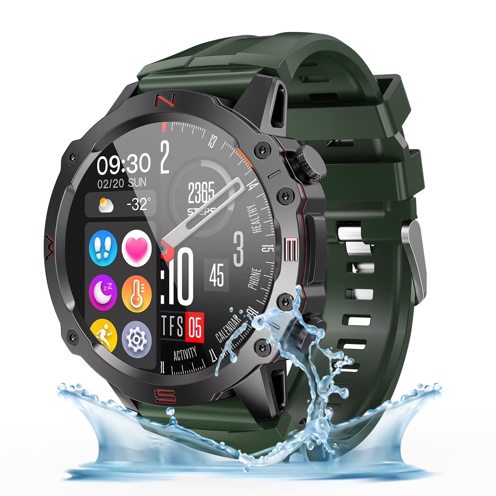 Smart Watch for Men Women, Fitness Tracker with 100+ Sport Modes for Android & Ios, Green