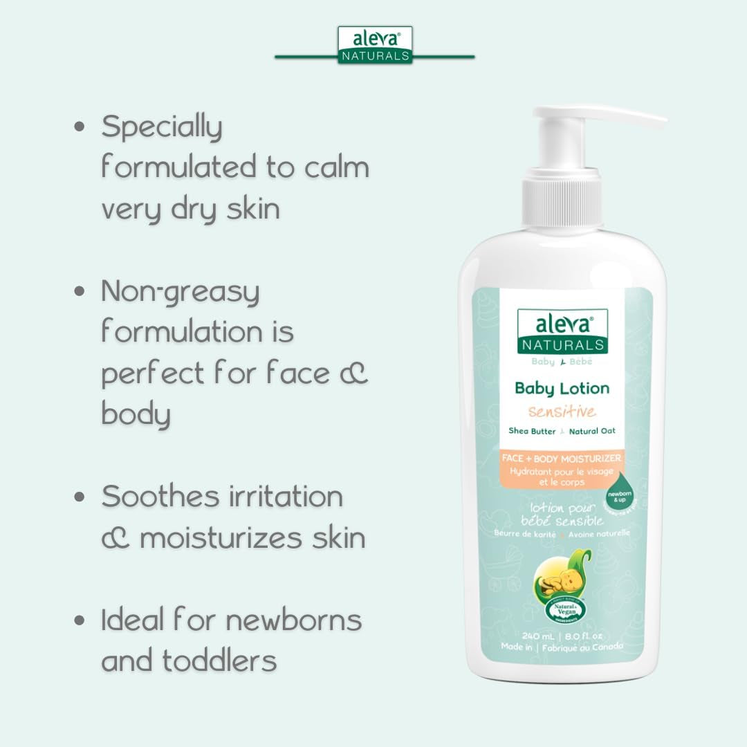Sensitive Skin Baby Care Set for Babies with Dry Skin, 2 in 1 Hair & Body Wash, 200Ml & Daily Soothing Moisturizer, 240Ml, Clear