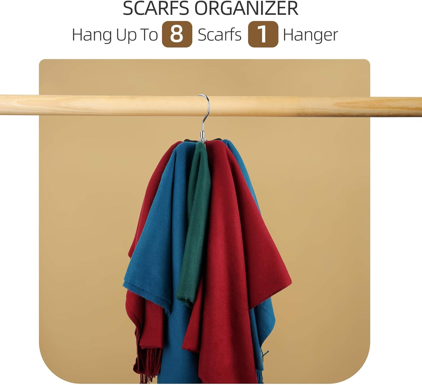 Belt Hanger, Rotatable Belt Rack Closet Accessories Organizer, Maximum 24 Storage Capacity, Hanging Holder Storage Hook for Belt, Bra, Tank Top, Tie, Scarf, Purse, Silver