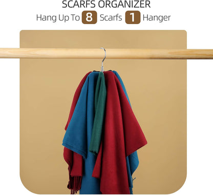 Belt Hanger, Rotatable Belt Rack Closet Accessories Organizer, Maximum 24 Storage Capacity, Hanging Holder Storage Hook for Belt, Bra, Tank Top, Tie, Scarf, Purse, Silver