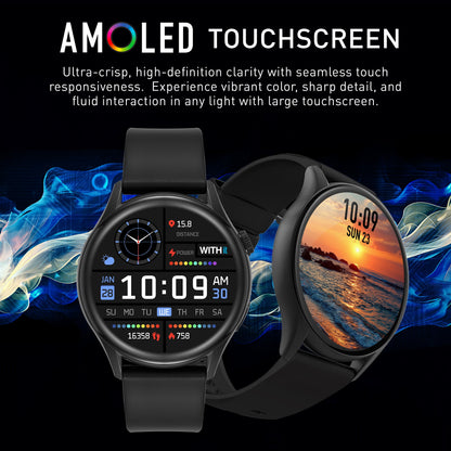 Deca Smartwatch with AMOLED 1.43" High-Definition Touchscreen Display, Black