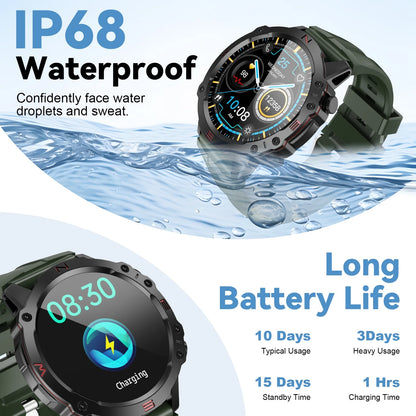 Smart Watch for Men Women, Fitness Tracker with 100+ Sport Modes for Android & Ios, Green