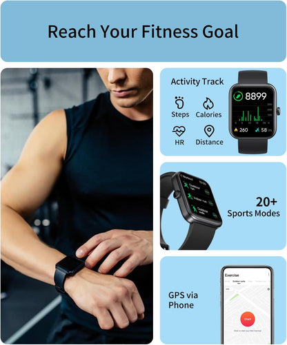 RERE ASW1 Smart Watch with Alexa Built-In,1.69 Inch Fitness Tracker with 20 Sport Modes, Heart Rate, Blood Oxygen, Sleep Monitor, 5ATM Waterproof, 10 Day Battery Life, Fit for Ios and Android, Pink