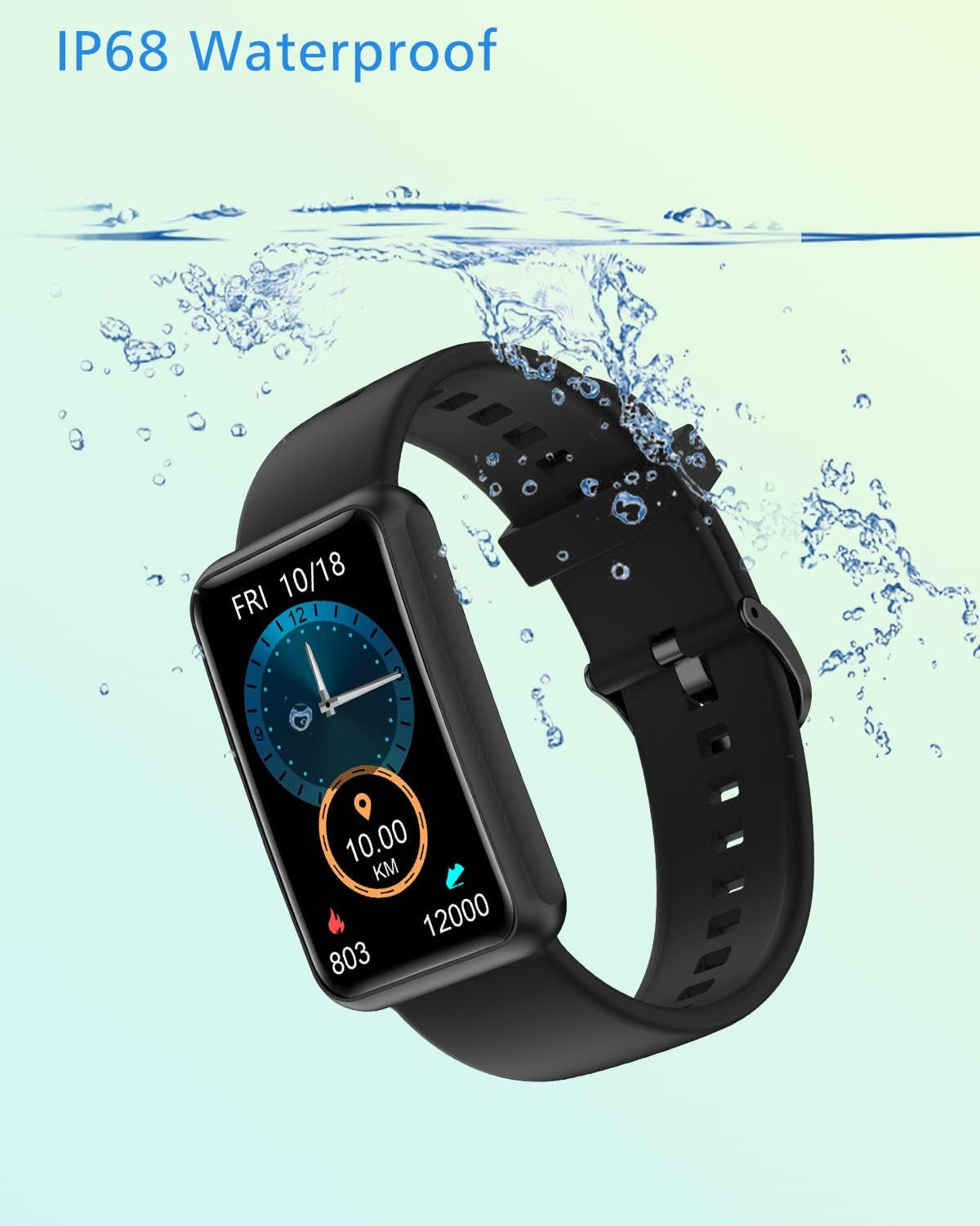 Fitness Tracker No Bluetooth No App/Phone Required, Fitness Watch for Men Women Parents Pedometer Watch with Sleep Tracker Steps Counter Alarm Clocks IP68 Waterproof (Black)