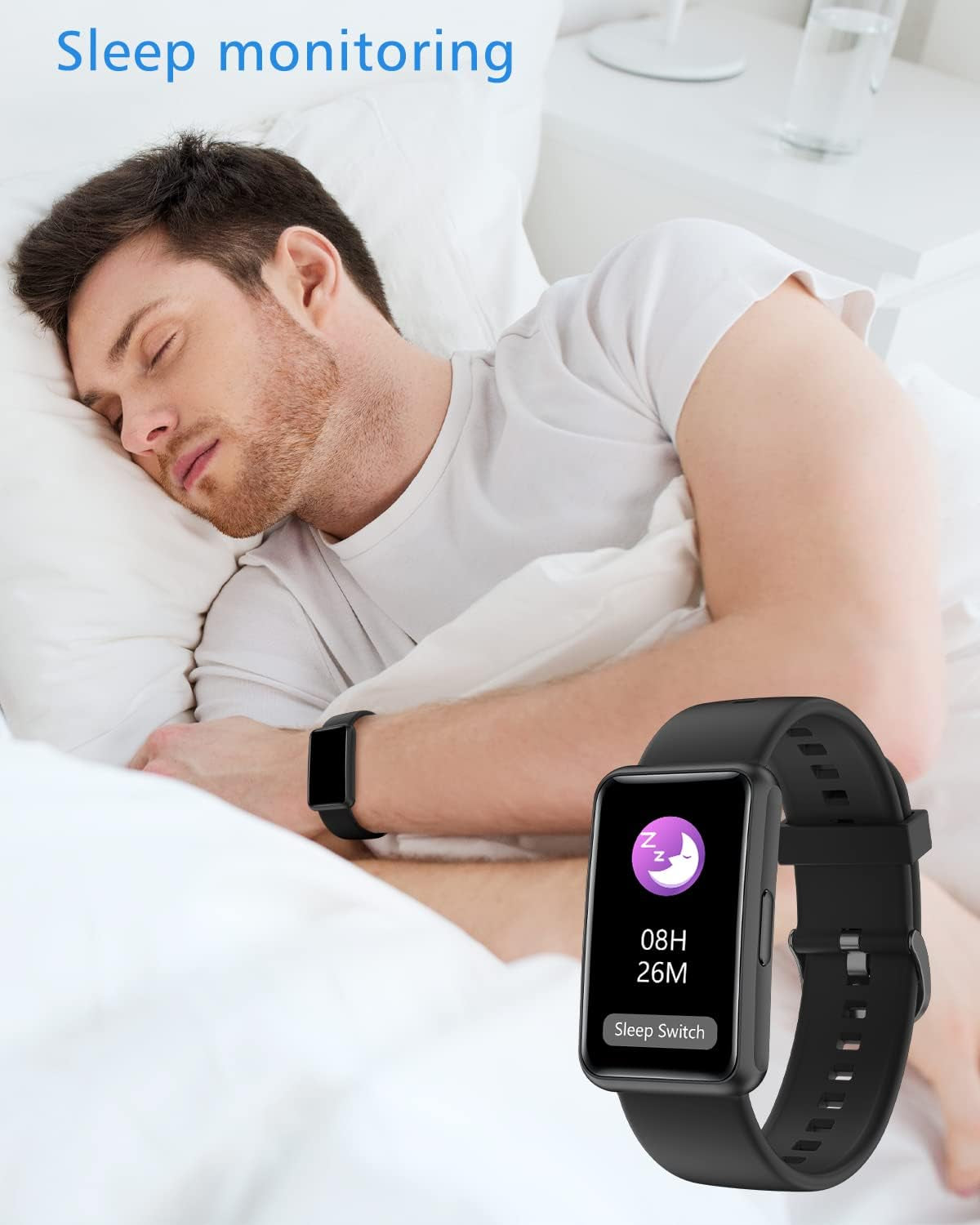 Fitness Tracker No Bluetooth No App/Phone Required, Fitness Watch for Men Women Parents Pedometer Watch with Sleep Tracker Steps Counter Alarm Clocks IP68 Waterproof (Black)