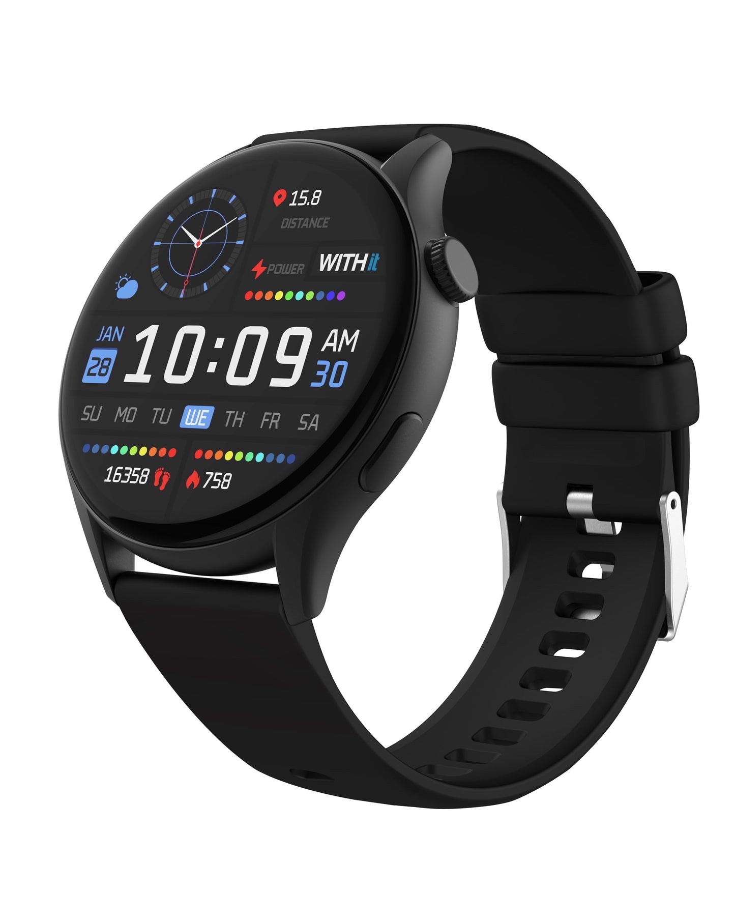 Deca Smartwatch with AMOLED 1.43" High-Definition Touchscreen Display, Black