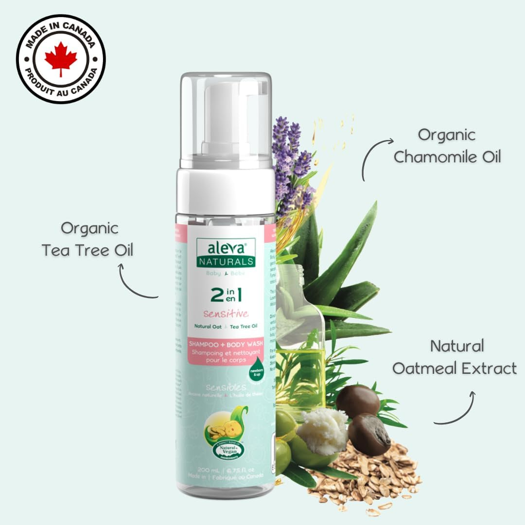 Sensitive Skin Baby Care Set for Babies with Dry Skin, 2 in 1 Hair & Body Wash, 200Ml & Daily Soothing Moisturizer, 240Ml, Clear