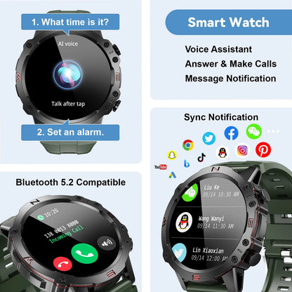 Smart Watch for Men Women, Fitness Tracker with 100+ Sport Modes for Android & Ios, Green