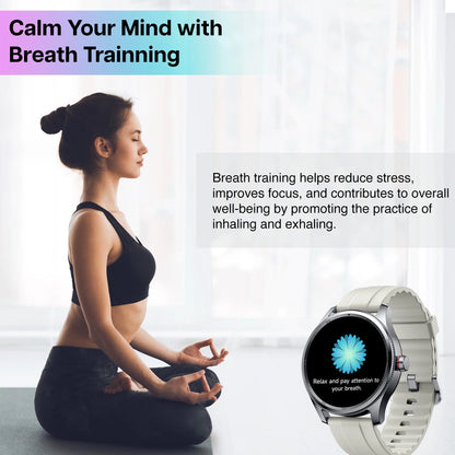 Smart Watch for Iphone & Android, 1.39" round Touchscreen, Bluetooth Calling and Texts Notification, Fitness Tracker with over 100 Sport Modes, IP68 Waterproof - Cream