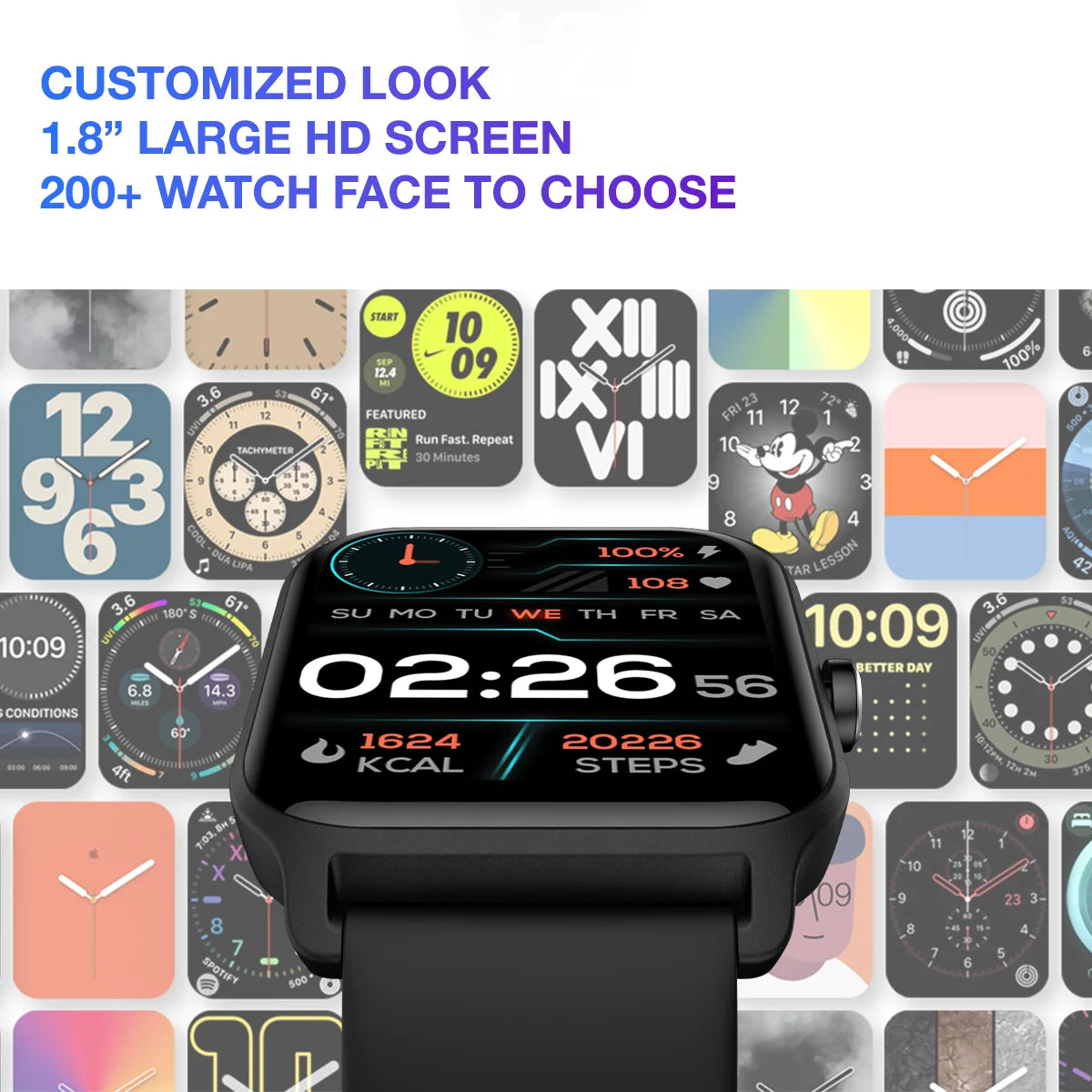 Smart Watch, Bluetooth Text Call, 1.8"" Display, 14 Days Battery, Health Fitness, Iphone & Android