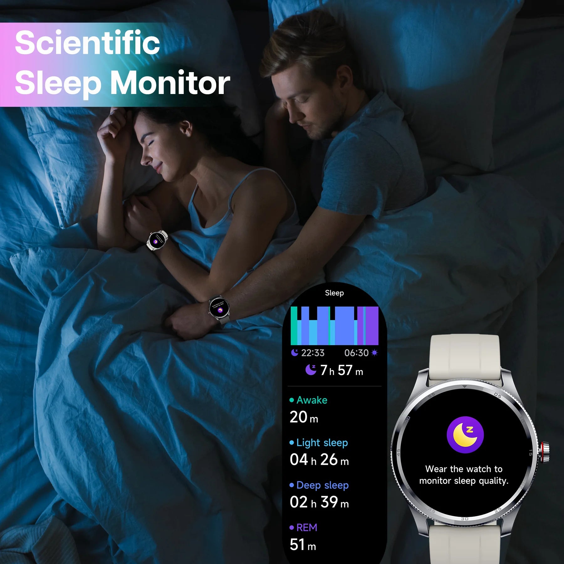 Smart Watch for Iphone & Android, 1.39" round Touchscreen, Bluetooth Calling and Texts Notification, Fitness Tracker with over 100 Sport Modes, IP68 Waterproof - Cream