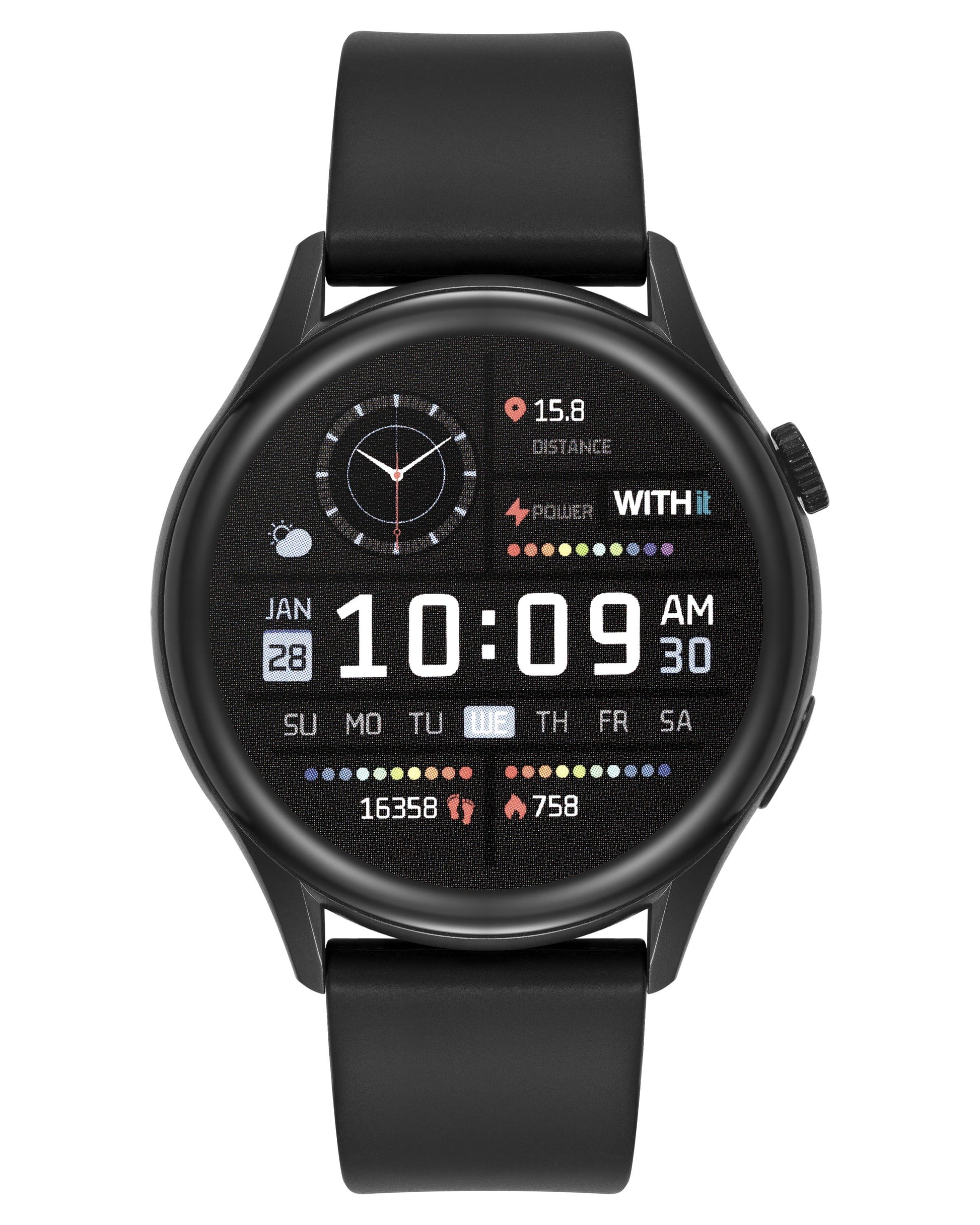 Deca Smartwatch with AMOLED 1.43" High-Definition Touchscreen Display, Black