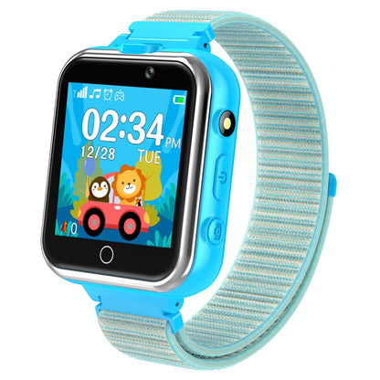 X32-Blue Kids Smartwatch with Dual Camera, 24 Games, MP3 & More, Blue with Nylon Band