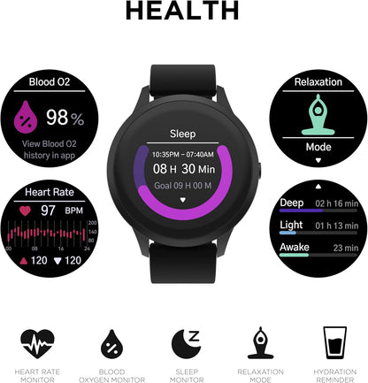 Sport 4 Smartwatch - Fitness Tracker, Heart Rate Monitor, Customizable Watch Face - Activity and Calorie Tracker - 100+ Sports Modes - Bluetooth Connectivity