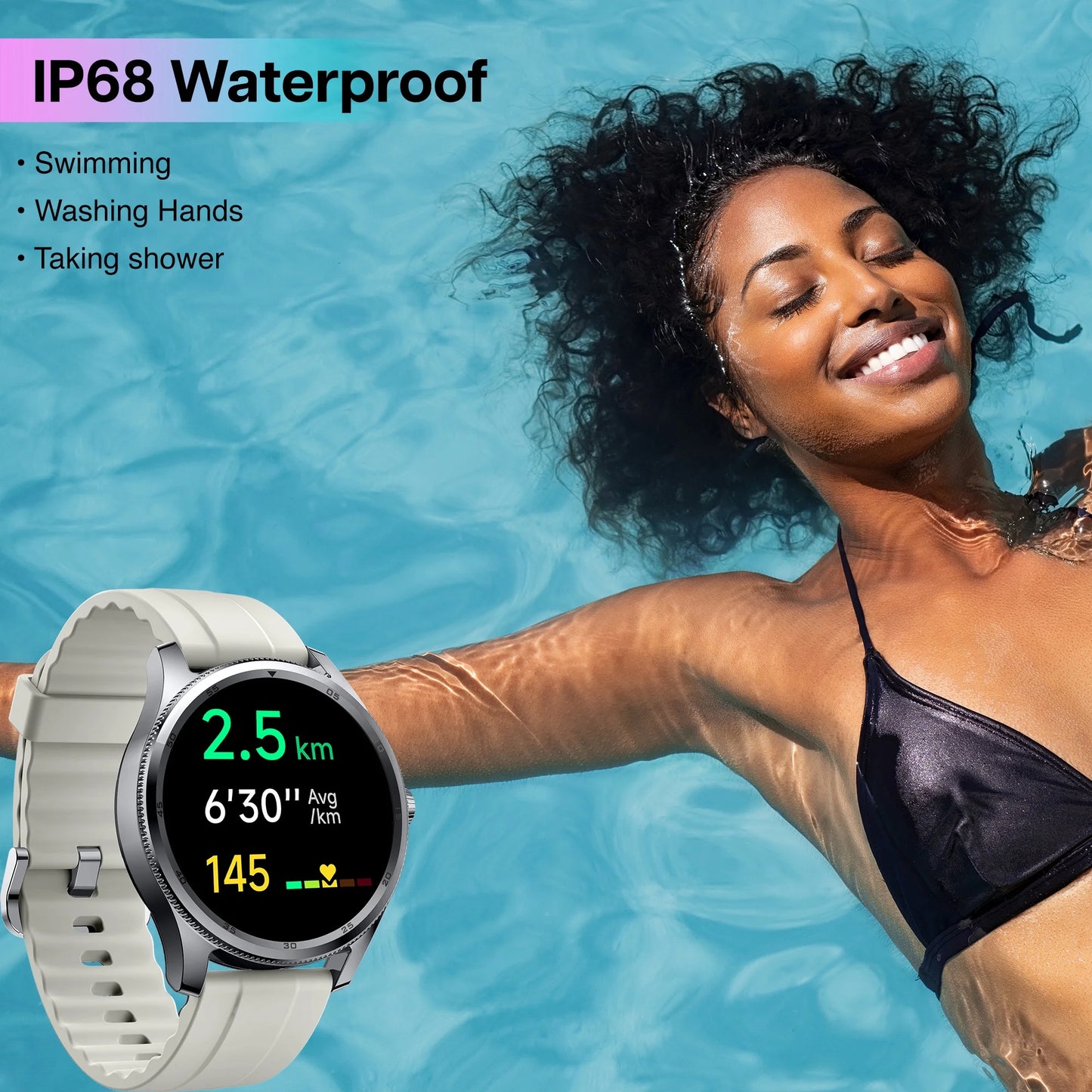 Smart Watch for Iphone & Android, 1.39" round Touchscreen, Bluetooth Calling and Texts Notification, Fitness Tracker with over 100 Sport Modes, IP68 Waterproof - Cream