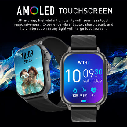 Giga Smartwatch with AMOLED 2.04" High-Definition Touchscreen Display, Black