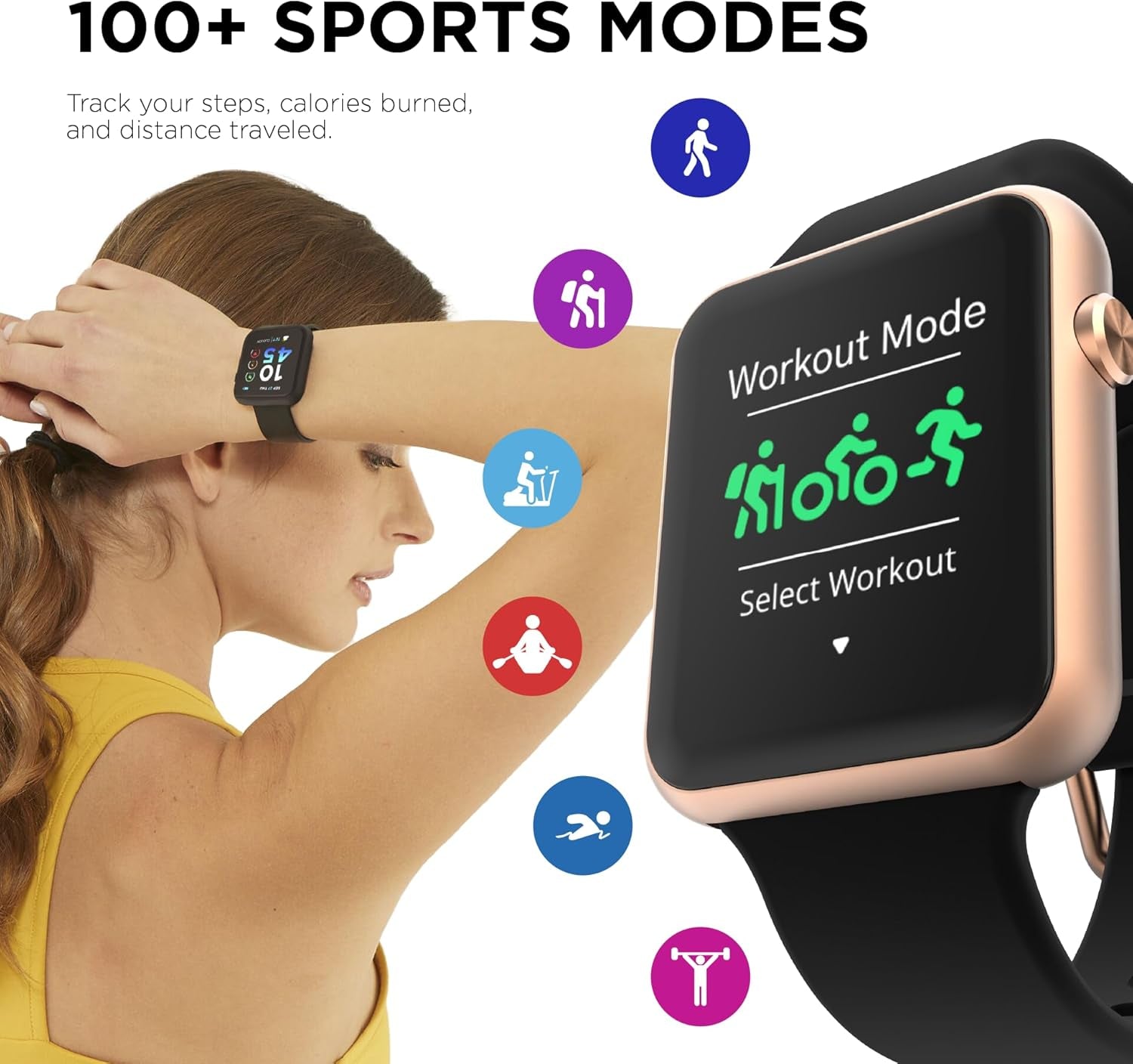 Air 4 Smartwatch - Fitness Tracker, Heart Rate Monitor, Customizable Watch Face - Activity and Calorie Tracker - 100+ Sports Modes - Bluetooth Connectivity