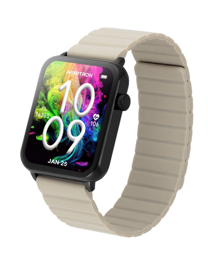 Matrix Adult 44Mm W/Voice Assistant & Backlight Smart Watch W/Charging Cable, Watch Band, Taupe