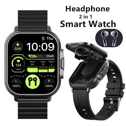 TWS 2 in 1 Smartwatch Earphones Sports Smart Watch Wireless Bluetooth Calling Health Monitor Fitness Record Watches with Headset