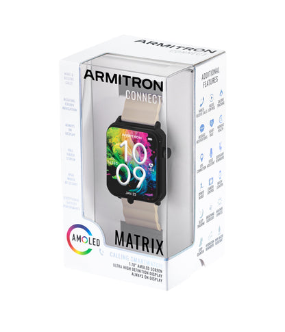 Matrix Adult 44Mm W/Voice Assistant & Backlight Smart Watch W/Charging Cable, Watch Band, Taupe